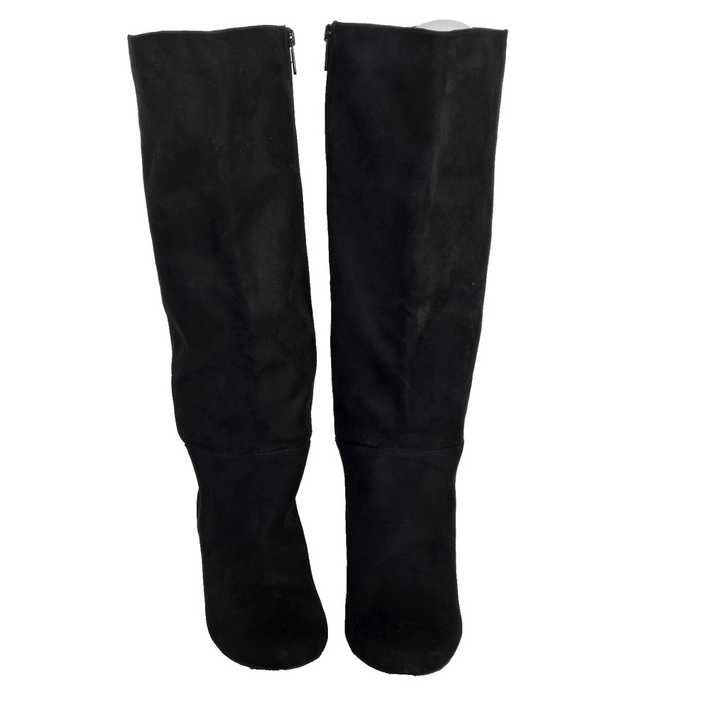 Torrid Knee High Boots Black Faux Suede Size 8.5 WW Wide Calf Block Heel - Picture 7 of 12